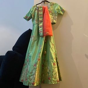 Lime green and pink lehenga